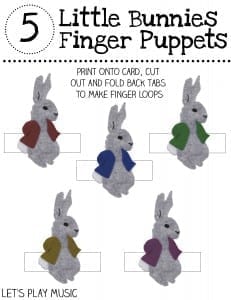 5 Little Bunnies Finger Play Puppets