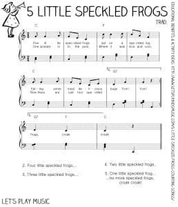 Let's Play Music - Free Sheet Music - 5 Little Specked Frogs