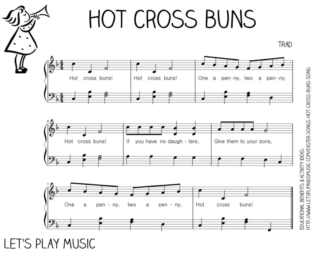 Let's Play Music : Free Sheet Music - Hot Cross Buns.