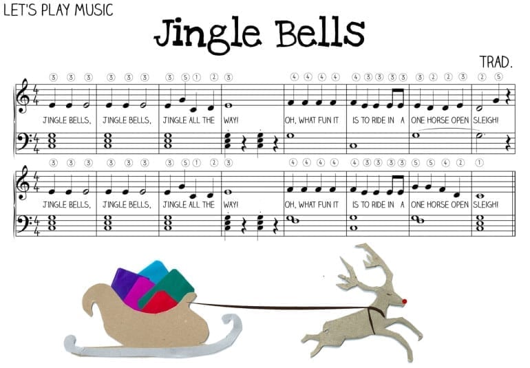 Jingle Bells Very Easy Piano Sheet Music Let's Play Music Market tay